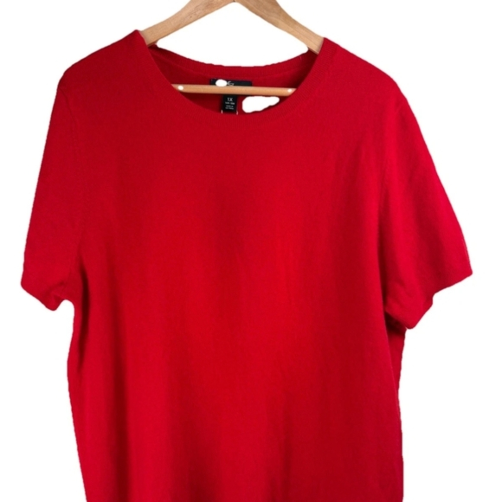 Lands' End Red Short Sleeve 100% Cashmere Sweater
